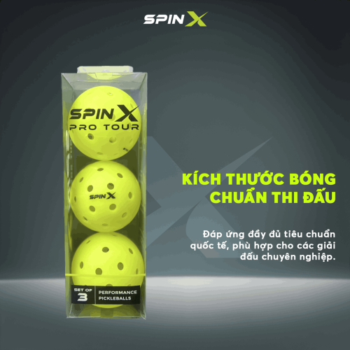 1 Quả Bóng Pickleball SpinX Pro Tour Chính Hãng - Bền - Đường Bay Ổn Định - Kiểm Soát - 40 Lỗ - Đường Kính 74mm